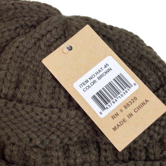 C.C® Brown & Beige Leopard-Fold Beanie - Picture 2 of 8
